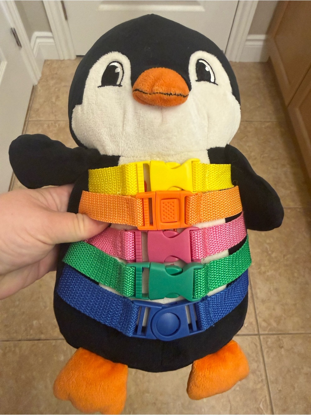Plush Penguin Buckle Learning Toy